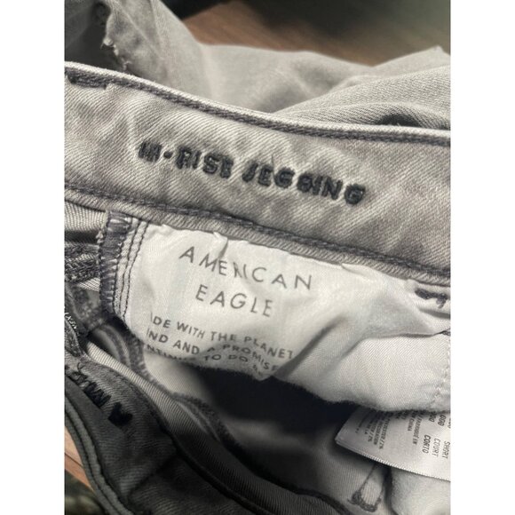 American Eagle High Rise Jegging Stretch Gray Distressed Denim Jeans 000 Short - Picture 6 of 7